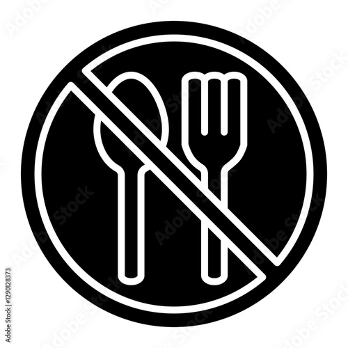 Illustration of No Eating Sign Glyph Icon