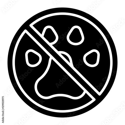 Illustration of No Pets Allowed Sign Glyph Icon