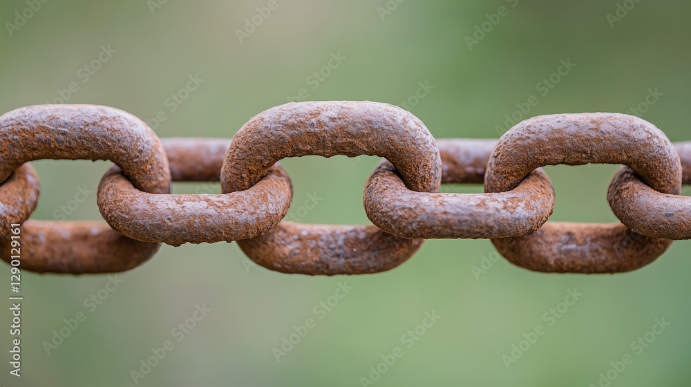 Rusty Chain: A close-up shot of a weathered, rusty chain, its links intertwined and textured, set against a blurred background. Rusty Chain: A close-up shot of a weathered, rusty chain, its links intertwined and textured, set against a blurred background.