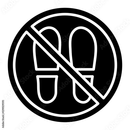 Illustration of No Walking Sign Glyph Icon