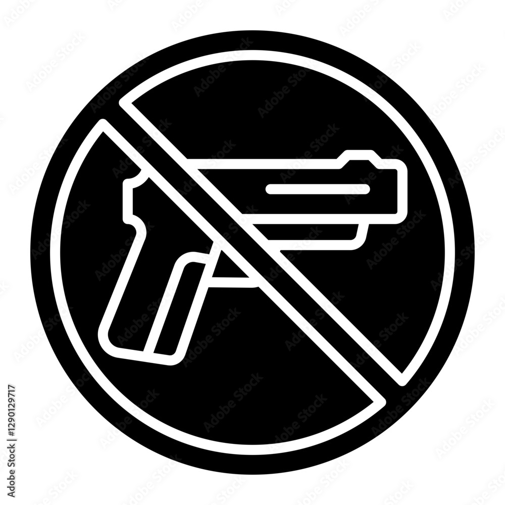 Illustration of No Weapons Allowed Sign Glyph Icon Illustration of No Weapons Allowed Sign Glyph Icon