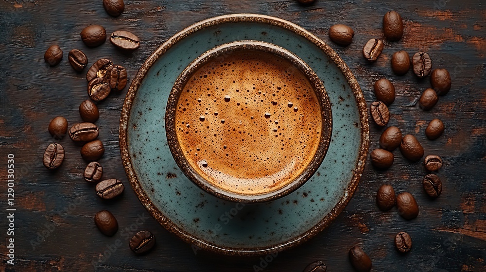 world coffee day coffee cup and coffee beans on dark wooden background top view world coffee day coffee cup and coffee beans on dark wooden background top view