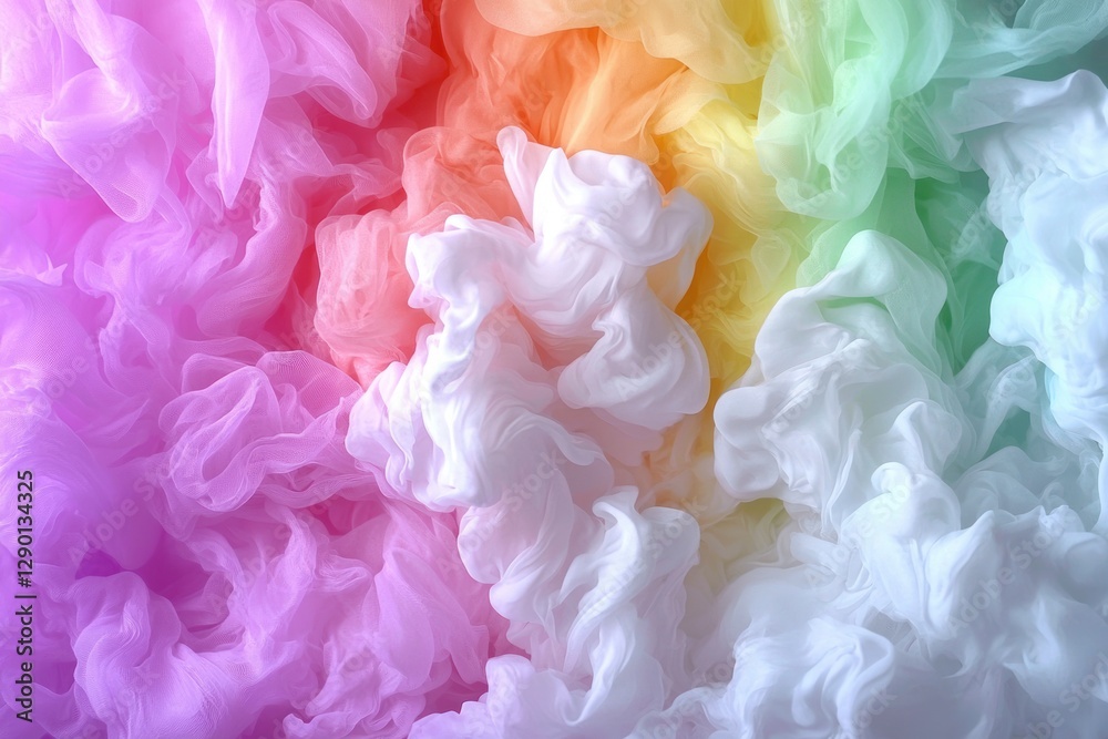 Fototapeta premium Ethereal Pastel Delight: A Soft Canvas of Rainbow Hues and Delicate White Swirls Abstract Dreamscape