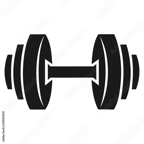 Simple Black and White Dumbbell Silhouette on white background