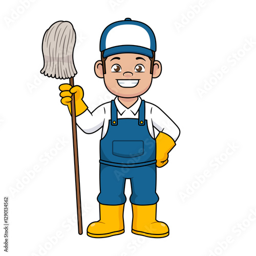 Vector Cleaning Service Character Illustration