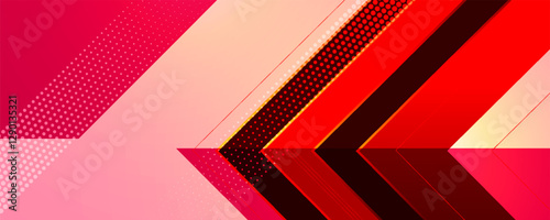 Abstract background, Red tone, Arrow overlap slide concept design.