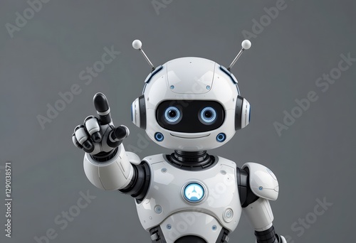 Abstract futuristic background with man, robot and digital elements symbolizing global technology, business and communication