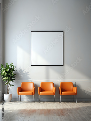interior of a modern room with chairs, empty waiting room mockup in office building, hospital, etc, 300dpi, 3d illustration