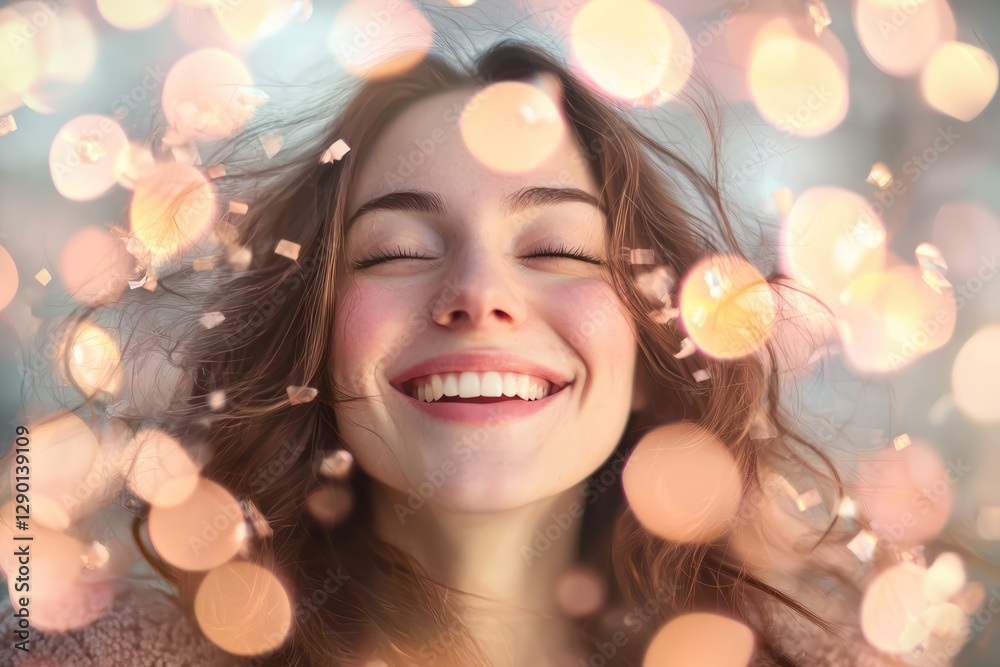 Fototapeta premium Soft lighting enhances blurry Women's Day self-portrait