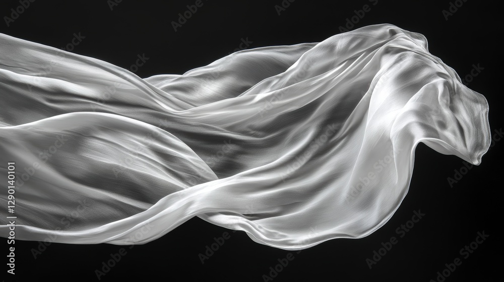 Fototapeta premium Ethereal Flow of Silky Fabric Against a Dark Background
