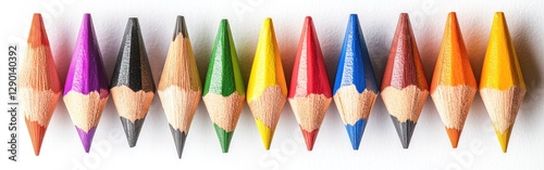 A Collection of Colorful Pencils Lined Up Together in a Row photo