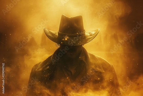 Mysterious Cowboy in a Golden Haze