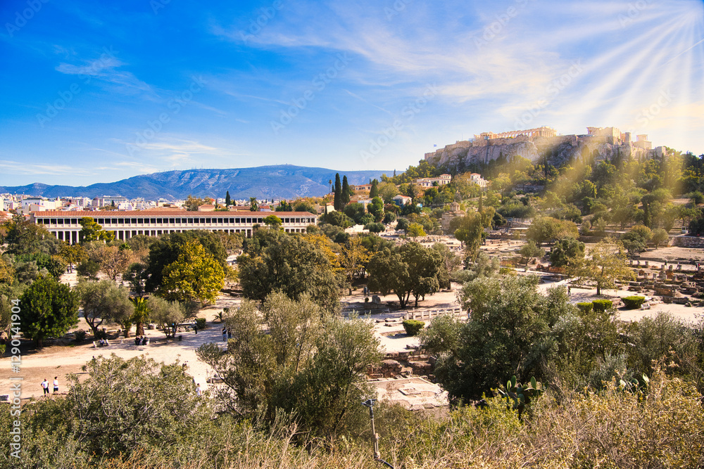 Fototapeta premium 古代アゴラよりアクロポリスの丘のパルテノン神殿