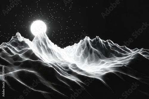 Wallpaper Mural Abstract Digital Landscape with Mountains and Bright Sunlight Torontodigital.ca