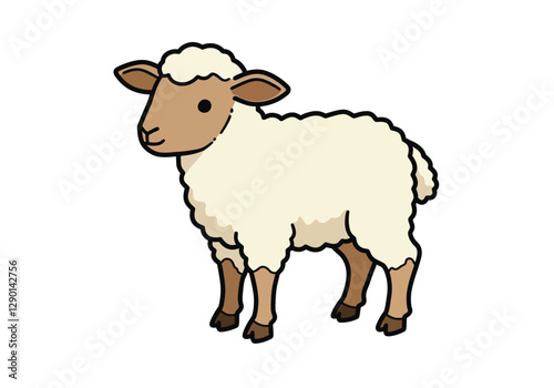 Clip art lamb. This image shows a cute lamb with a brown face and legs, and a fluffy white body. Vector illustration design.