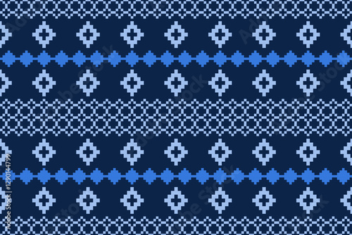 Beautiful vintage cross stitch traditional ethnic pattern.floral pixel art embroidery. Elegance background abstract Aztec beautiful seamless pattern for fabric,cloth,dress,carpet,curtain,sarong,batik.