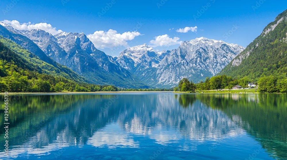 Serene Mountain Lake Reflection in Summer Serene Mountain Lake Reflection in Summer