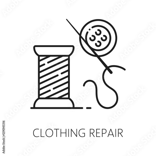 Repairing clothing linear icon. Sewing studio, professional needlework, atelier thin line icon, hotel service cloth repairing sign