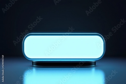 Logos and business text enhanced by a sleek product display on a glowing 3D podium.