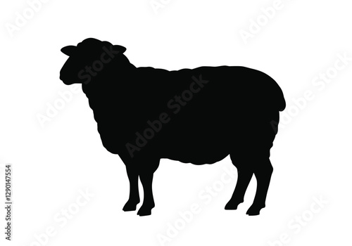 Sheep silhouette clip art. A black silhouette of a sheep standing on four legs. Vector illustration design.