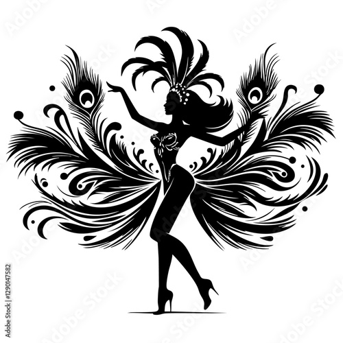 black silhouette woman dancer Brazil carnival 
