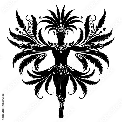black silhouette man dancer Brazil carnival 