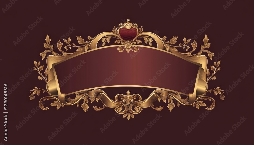 Ornate Gold Frame with Red Background for Elegant Design Elements Ornate Gold Frame with Red Background for Elegant Design Elements