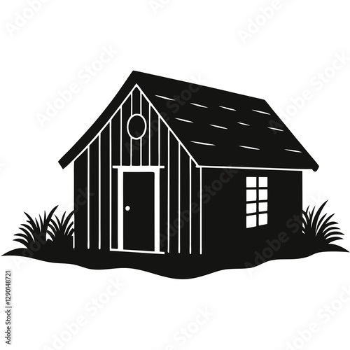  silhouette vector of hut