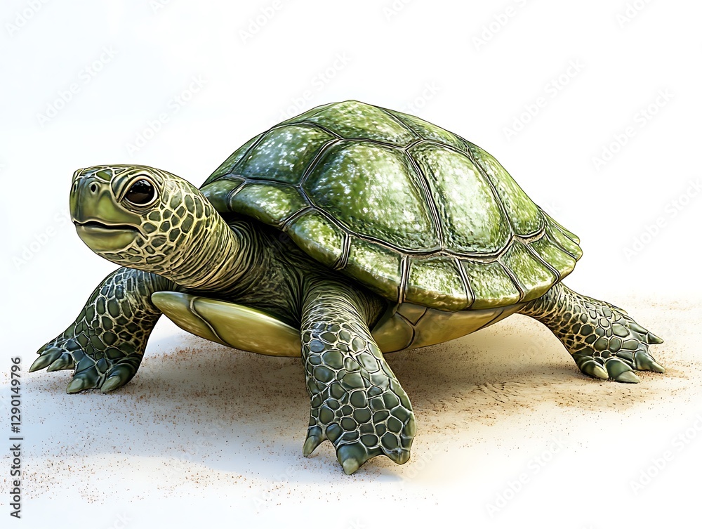 Obraz premium Turtle walking on sand nature scene realistic artwork close-up view