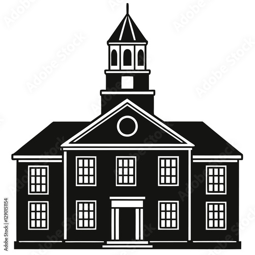  silhouette vector of old town hall building