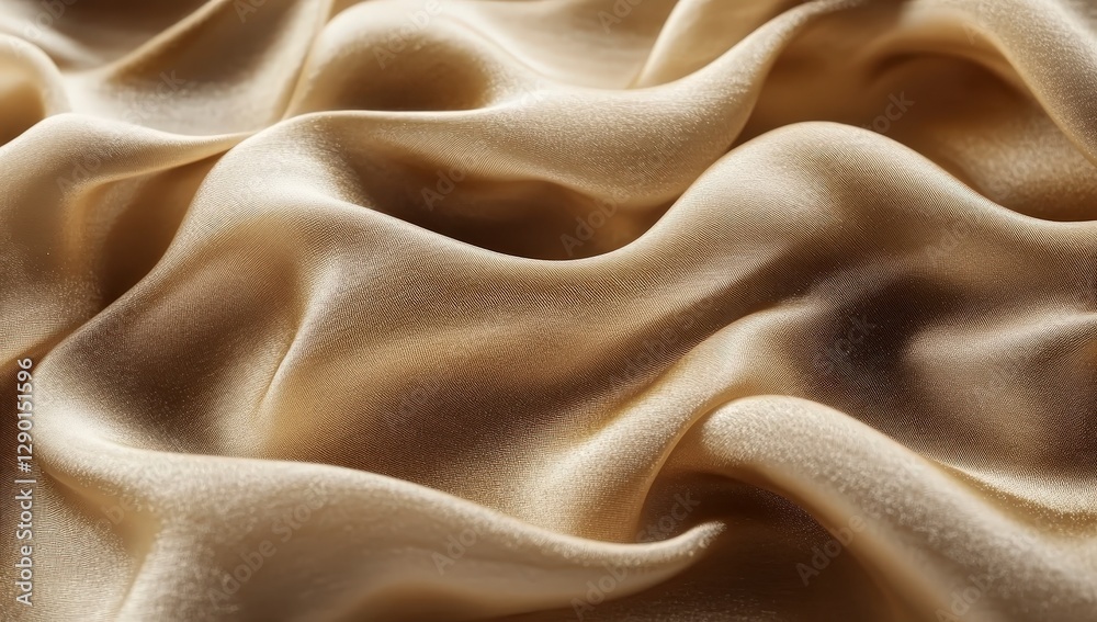 Soft Golden Satin Fabric Draped Elegantly with Subtle Texture Soft Golden Satin Fabric Draped Elegantly with Subtle Texture