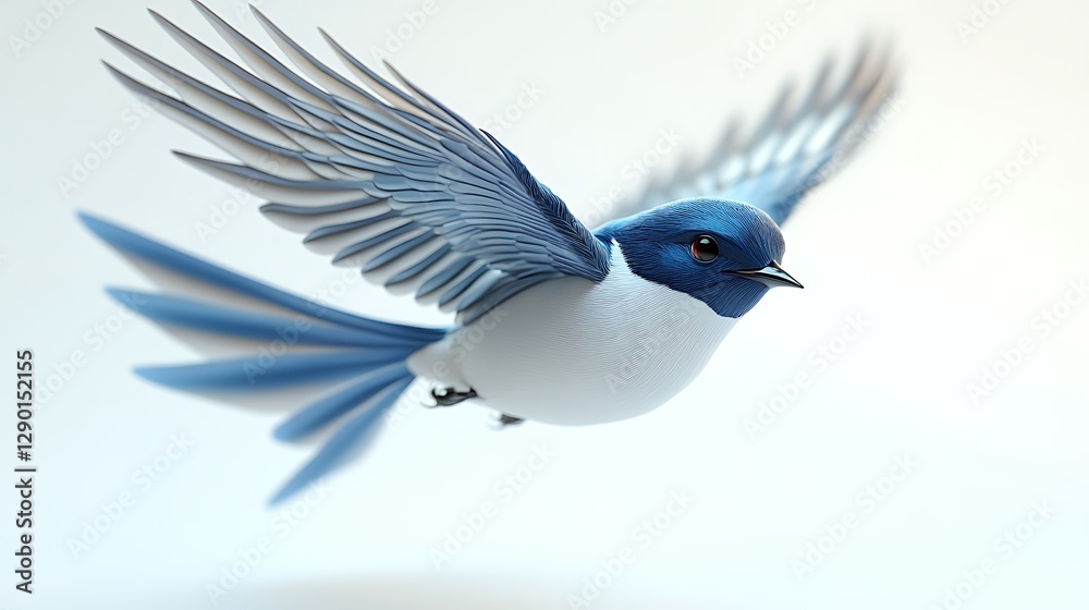 Fototapeta premium Flying blue bird in motion nature scene wildlife photography