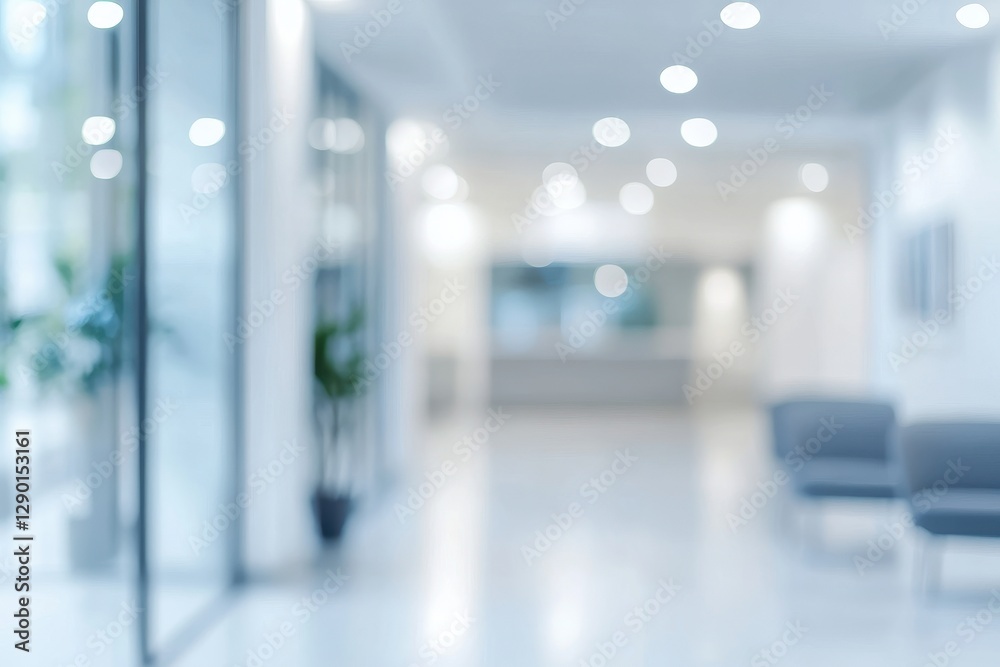Modern Empty Office Hallway with Soft Lighting