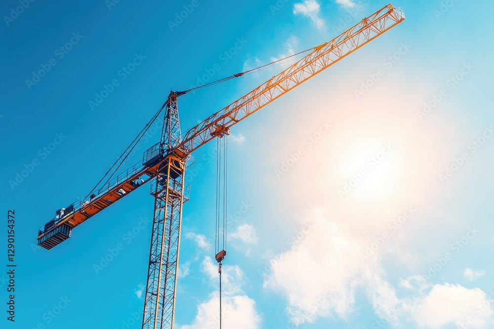 High Resolution Image of Crane in the Sky at a Construction Site High Resolution Image of Crane in the Sky at a Construction Site