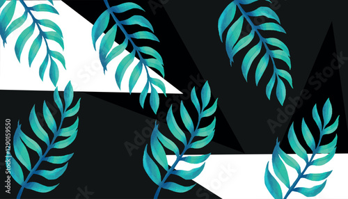 tropical leaves background in different patterns