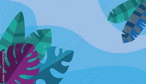 tropical leaves background in different patterns