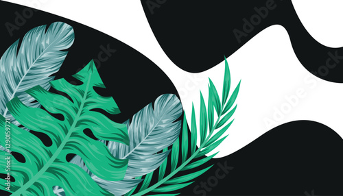 tropical leaves background in different patterns