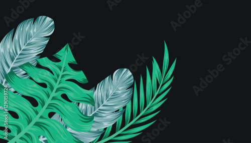 tropical leaves background in different patterns