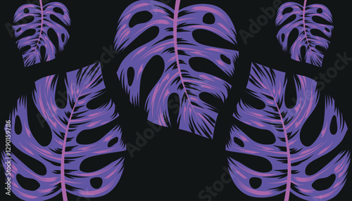tropical leaves background in different patterns