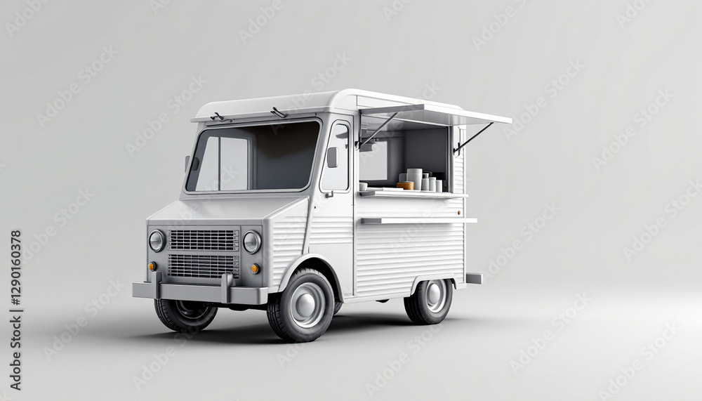Naklejka premium White Food Truck Mockup for Branding and Menu Design