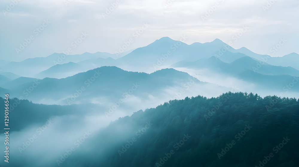 Obraz premium mountain landscape with soft focus and gentle film fade, creating a dreamy, cinematic look