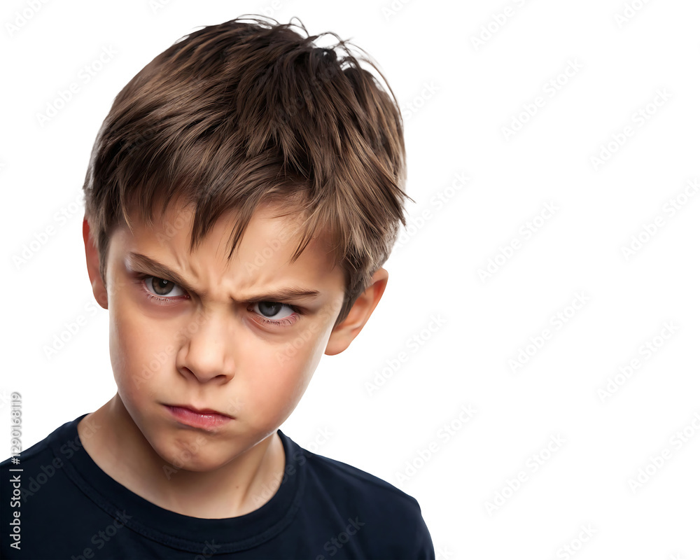 Young boy with furious expression yelling and clenching fists in anger, wearing grey t-shirt, isolated on transparent background, png Young boy with furious expression yelling and clenching fists in anger, wearing grey t-shirt, isolated on transparent background, png