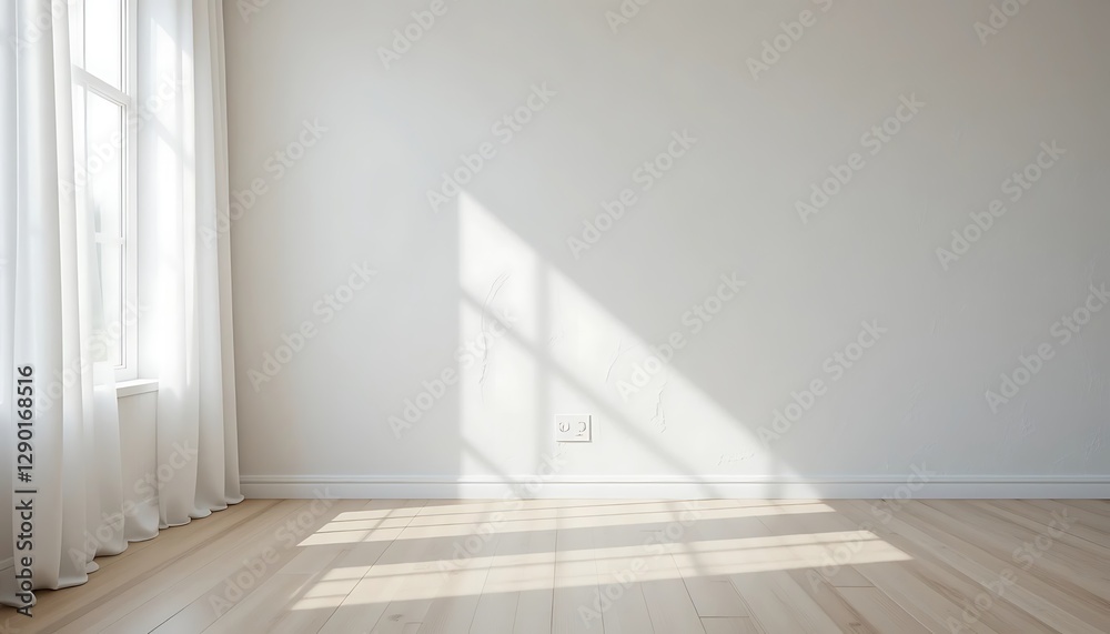 Obraz premium The Empty Room Has Light Coming Through Its Window