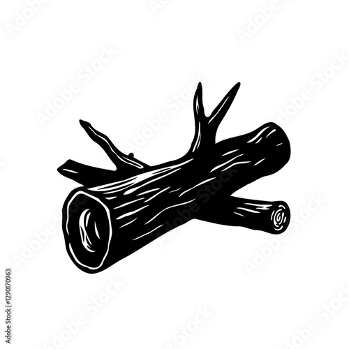 Monochrome Wood Log Design Element Illustration