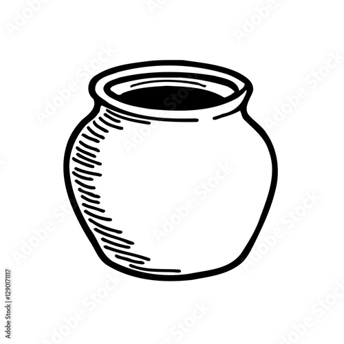 Hand-Drawn Illustration of an Empty Flowerpot