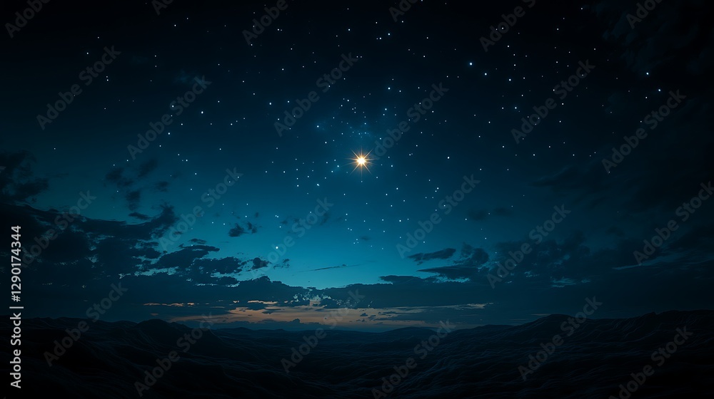 Fototapeta premium Starry Night Sky Over Mountains