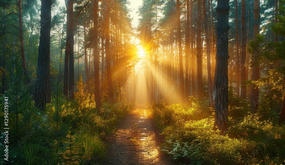 Obraz premium Sunrise in a Forest