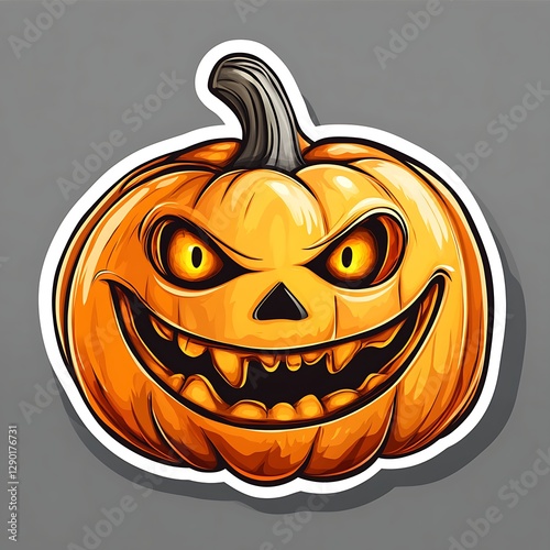 Scary Halloween pumpkin sticker graphic