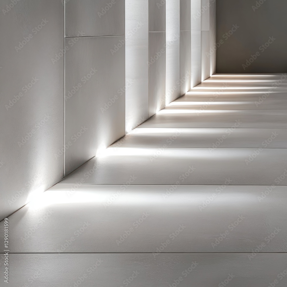 Fototapeta premium Modern, minimalist hallway with recessed lighting