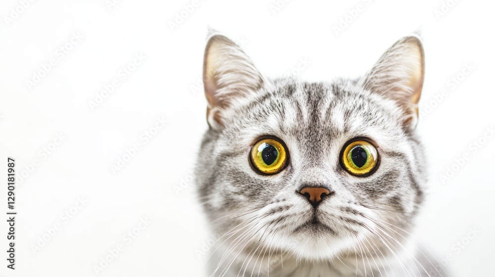 Silver tabby British shorthair cat gazes intently, capturing pure feline elegance and focus.
Silver tabby British shorthair cat gazes intently, capturing pure feline elegance and focus.